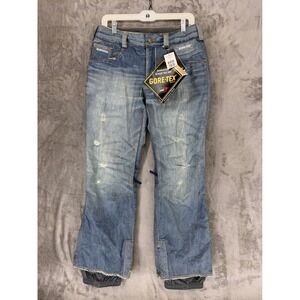 Burton The Jean Gore-Tex Snowboard Pants Womens S Denim Blue Print 244636‎ NEW